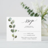 Carte D'accompagnement Eucalyptus verdure simple mariage élégant RSVP (Debout devant)