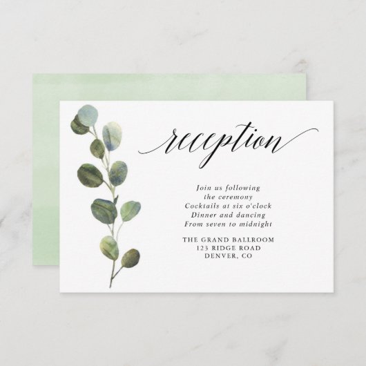 Carte D'accompagnement Eucalyptus verdure simple réception élégante (Devant / Derrière)