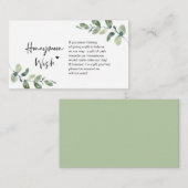 Carte D'accompagnement Eucalyptus vert, encre noire, désir lune de miel (Devant / Derrière)