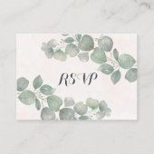Carte D'accompagnement Eucalyptus vert et orange QR Code RSVP Mariage (Devant)