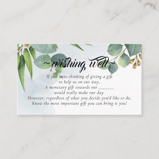 Carte D'accompagnement Eucalyptus veut bien pour boîtier Mariage (Devant)