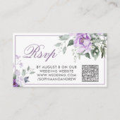 Carte D'accompagnement Eucalyptus Violet Fleurs Mariage QR Code RSVP (Devant)