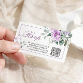 Carte D'accompagnement Eucalyptus Violet Fleurs Mariage QR Code RSVP