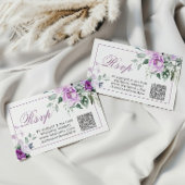 Carte D'accompagnement Eucalyptus Violet Fleurs Mariage QR Code RSVP