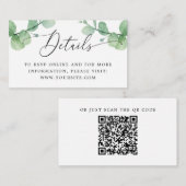 Carte D'accompagnement Eucalyptus Wedding Insert | Greenery Details + QR (Devant / Derrière)