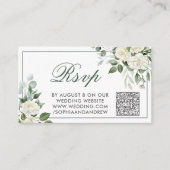 Carte D'accompagnement Eucalyptus White Flowers Mariage QR Code RSVP (Devant)
