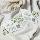 Carte D'accompagnement Eucalyptus White Flowers Mariage QR Code RSVP