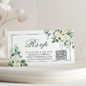 Carte D'accompagnement Eucalyptus White Flowers Mariage QR Code RSVP