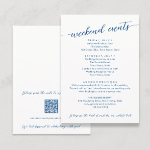 Carte D'accompagnement Événements de week-end et hôtel bleu marine minima
