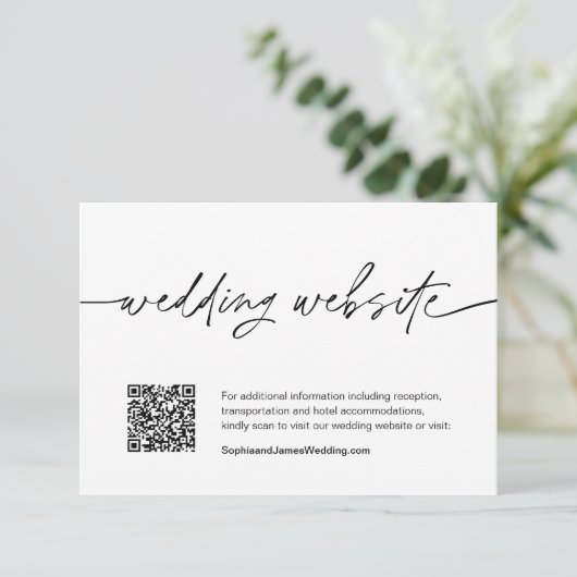 Carte D'accompagnement EVERLEIGIGH Mariage Website QR Code Encape Card (Debout devant)
