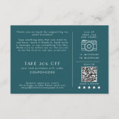 Carte D'accompagnement EVERLY Peacock Sarcelle Remerciement de Commande p (Dos)