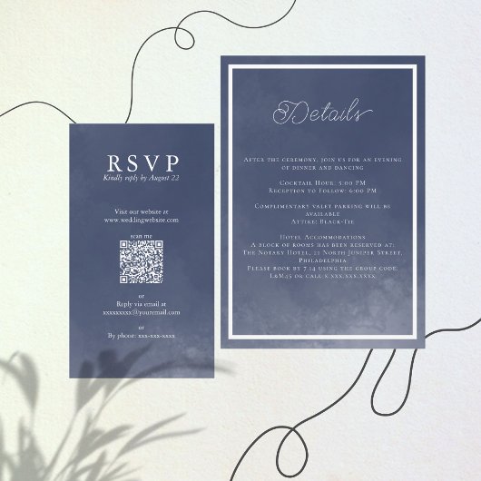 Carte D'accompagnement Exemple de Mariage de typographie bleu marine QR R