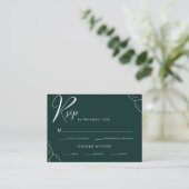 Carte D'accompagnement Exemple Emerald Green Line Art Wedding RSVP (Debout devant)