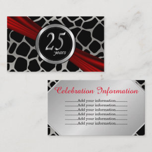 Carte D'accompagnement Exotique 25e Anniversaire de Mariage d'Argent