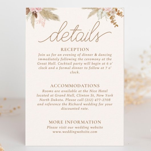 Carte D'accompagnement Exotique moderne Boho Mariage tropical