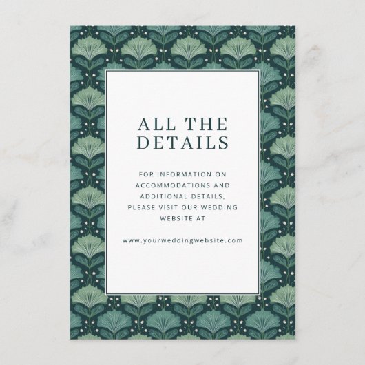 Carte D'accompagnement Exquisite Green Floral Pattern (Devant)