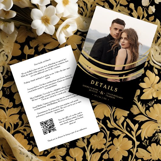 Carte D'accompagnement Exquisite Modern Golden Abstract Geometric Shape