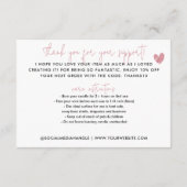 Carte D'accompagnement Fabriqué à la main avec amour Merci rose (Dos)