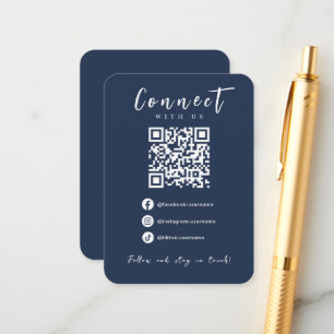 Carte D'accompagnement Facebook Instagram Tiktok Navy Blue QR Code