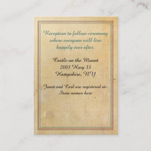 Carte D'accompagnement Fairy Tale Antique Look Informations Mariages (Devant)