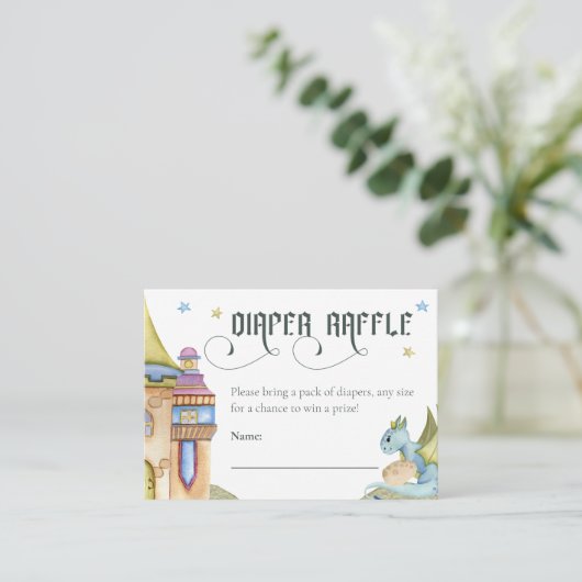 Carte D'accompagnement Fairytale Dragon Diaper Baby shower Raffle (Debout devant)