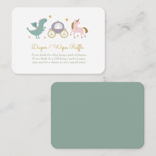 Carte D'accompagnement Fairytale Princess Diaper / Wipes Raffle Card (Devant / Derrière)