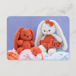Carte D'accompagnement Fait-main avec lapin au crochet