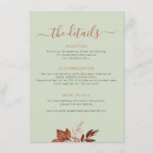 Carte D'accompagnement Fall autumn boho leaves wedding details sage green (Devant)