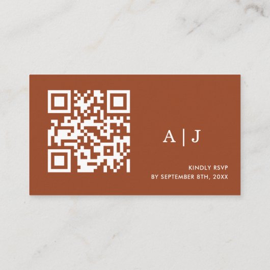 Carte D'accompagnement Fall Boho Terracotta Site Mariage Qr Code (Dos)
