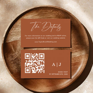 Carte D'accompagnement Fall Boho Terracotta Site Mariage Qr Code