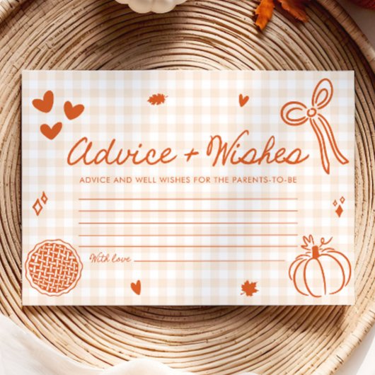Carte D'accompagnement Fall Cutie Pie Conseils et souhaits Baby shower Je