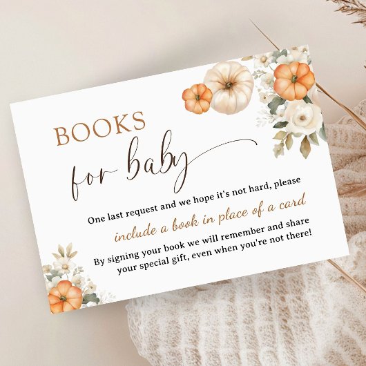 Carte D'accompagnement Fall in Love Citrouille Baby showers Livres pour b
