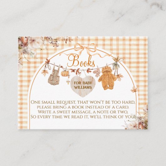 Carte D'accompagnement Fall in Love Floral Bow Fall Baby showers Books (Devant)