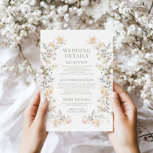 Carte D'accompagnement Fall Meadow Pastel Flower Wedding Details Cards