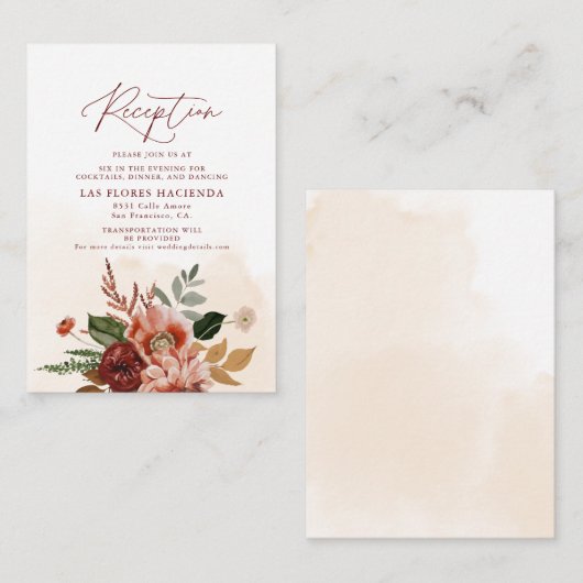 Carte D'accompagnement Fall Terracotta and Burgundy Réception (Devant / Derrière)