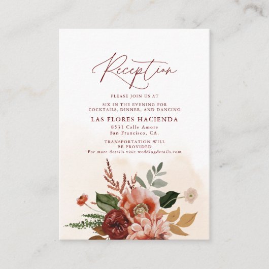 Carte D'accompagnement Fall Terracotta and Burgundy Réception (Devant)