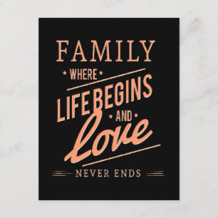 Carte D'accompagnement FAMILLE Où La Vie Commence Et L'Amour Ne Se Termin