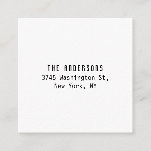 Carte D'accompagnement Family Name Modern Plain Professional Black White (Devant)