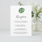 Carte D'accompagnement Far Tropical Palm Mariage Réception Insertion Cart (Debout devant)