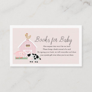 Carte D'accompagnement Farm Animaux Barnyard Pink Livres pour Baby shower