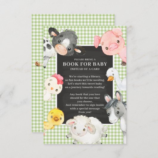 Carte D'accompagnement Farm Animaux Book for Baby Encape Card (Devant / Derrière)