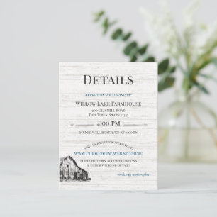 Carte D'accompagnement Farmhouse Country Grange Croquis Détails Info Encl