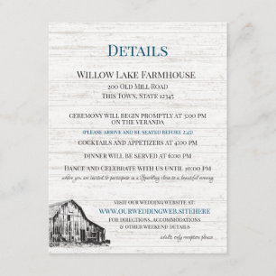 Carte D'accompagnement Farmhouse Country Grange Détails de l'croquis Info