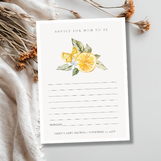 Carte D'accompagnement Faune Minimale De Citron Conseils Pour Le Baby sho