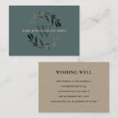 CARTE D'ACCOMPAGNEMENT FAUNE ROSE VERTE BLUSH WREATH MARIAGE WISHING BIEN (Devant / Derrière)