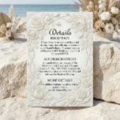 Carte D'accompagnement Faux 3D Embossed Effect Ivory Floral Border