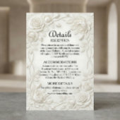 Carte D'accompagnement Faux 3D Embossed Effect Ivory Floral Border