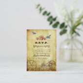 Carte D'accompagnement Faux Antique Gold Victorian Steampunk Mariage (Debout devant)