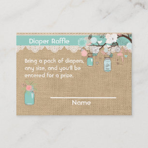 Carte D'accompagnement Faux burlap Mason Jar Diaper Raffin Insertion