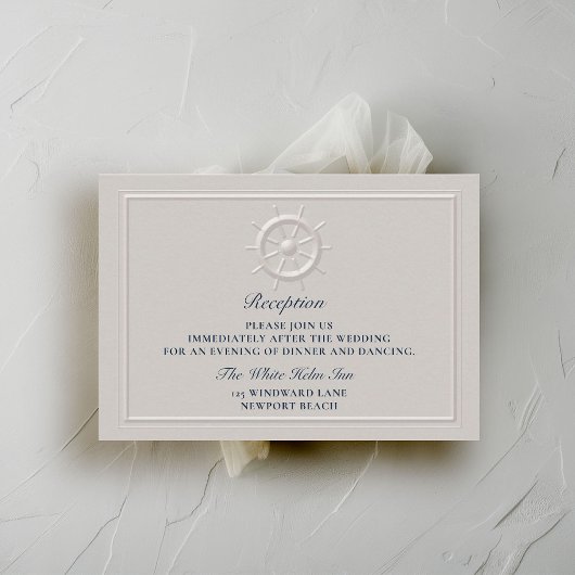 Carte D'accompagnement Faux Embossed Boat Helm Coastal Wedding Réception